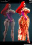 big_breasts breasts corset damien_dozias disney gloves green_eyes hair_over_one_eye high_heels hourglass_figure jessica_rabbit legs panties red_hair strapless strapless_dress sultry sultry_eyes who_framed_roger_rabbit