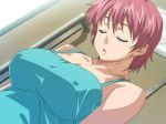 animated animated_gif big_breasts bouncing_breasts breasts densya_boin exposed gif iihara_nao large_breasts nipples no_bra pink_hair resort_boin shirt_lift short_hair sleeping undressing