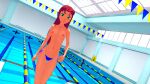 1girl 1girl 3d 3d_(artwork) bikini bikini_bottom butts69420 dc_comics green_eyes high_res illusion_soft koikatsu pool poolside purple_bikini purple_swimsuit red_hair starfire swimsuit teen_titans