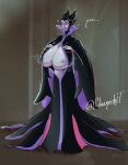  akkoo17 big_breasts breast_expansion disney grey_skin horns maleficent robe slaaneshit sleeping_beauty surprised 