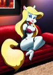 animaniacs arms_behind_back ball_gag blonde bondage furry gagged lingerie minerva_mink underwear