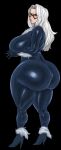 annoyed big_ass big_breasts black_cat_(marvel) bodysuit jombleywombley looking_back marvel mask white_hair