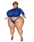  3d ben_10 gigantic_ass gigantic_breasts green_eyes gwen_tennyson hourglass_figure orange_hair saturnxart surprised voluptuous 