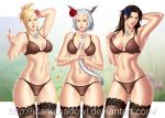 belly big_breasts breasts cat_ears idarkshadowi_(artist) lingerie midriff multiple_girls navel tagme