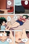 barefoot blush boku_no_hero_academia comic deku foot_fetish foot_massage green_hair inko_midoriya izuku_midoriya mr._chase_comix my_hero_academia nervous shoes shoes_removed sniffing soles