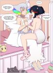 2_girls adult_baby black_hair diaper infamous infantilism kill_la_kill kiryuuin_ragyo matoi_ryuuko mind_break mother_and_daughter multicolored_hair pacifier pieceofsoap ragyo_kiryuuin wings