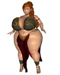 3d ben_10 gigantic_ass gigantic_breasts green_eyes gwen_tennyson hourglass_figure orange_hair saturnxart single_braid surprised voluptuous