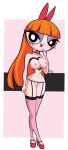 1girl aged_up alternate_costume big_breasts blossom_(ppg) female_only full_body garter_belt garter_straps high_heels lia_(artist) lialewd lingerie powerpuff_girls pussy red_hair stockings tease