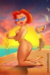  1boy 1girl alex_hiro beach jane_jetson jetsons nudist_beach the_jetsons 