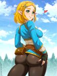  1girl ass big_ass big_breasts blonde_hair braided_hair breath_of_the_wild dat_ass elf_ears favorite female fully_clothed green_eyes large_ass leggings nintendo pale-skinned_female pale_skin pants pointy_ears princess_zelda sano-br short_hair smile solo tears_of_the_kingdom the_legend_of_zelda the_legend_of_zelda:_tears_of_the_kingdom thick_ass thick_thighs thighs tight_clothing tight_pants zelda_(breath_of_the_wild) zelda_(tears_of_the_kingdom) 