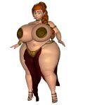  3d ben_10 gigantic_ass gigantic_breasts green_eyes gwen_tennyson hourglass_figure orange_hair saturnxart single_braid voluptuous 