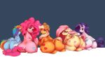 applejack chubby earth_pony fluttershy freckles friendship_is_magic hat looking_back multiple_asses my_little_pony pegasus pinkie_pie plot plump prone rainbow_dash rarity suggestive sundown tail unicorn wide_hips