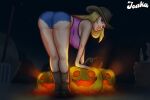 1girl 1girl 1girls 2d 2d_(artwork) ass bending_forward bending_over bent_over big_ass blonde_hair blue_eyes cameltoe clothed clothing curvaceous curves curvy curvy_body curvy_female curvy_figure digital_drawing_(artwork) digital_media_(artwork) female_focus female_only grin halloween hat headwear jean_shorts joakadraws leaning leaning_forward light-skinned_female light_skin long_hair looking_at_viewer pose posing presenting presenting_ass pumpkin pumpkins pussy pussy pussy_lips roxxy_(summertime_saga) shorts smile solo_focus summertime_saga tank_top thick_ass thick_thighs