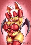 anthro arms_behind_head bat_ears bat_wings bell christmas furry green_eyes holidays huge_breasts large_ears lingerie planz34 rouge_the_bat sega slightly_chubby smooth_skin thick_thighs voluptuous wide_hips