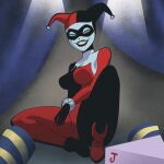 batman:_the_animated_series batman_(series) blue_eyes coolerinker dc_comics dc_comics harley_quinn harley_quinn_(classic) inker_comics inkershike looking_at_viewer medium_breasts thick_thighs wide_hips wide_thighs