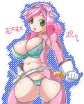  barasoto_momo bbw bra breasts chubby cute gloves green_eyes muchi_muchi_pork panties pig_ears pink_hair 