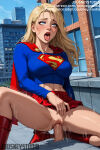  1boy 1girl 1girl ahegao ai_generated big_breasts blonde_hair blue_eyes blue_sky blush boots breasts building cape city clothed_sex clothes_lift clothing crop_top day dc_comics english_text erection footwear girl_on_top hetero jousneystudio kara_zor-el lips long_hair long_sleeves male midriff miniskirt motion_lines navel open_mouth outside penis pleated_skirt pussy red_cape red_skirt saliva sex skirt skirt_lift sky solo_focus spider-man_(series) spread_legs straddling supergirl superman_(series) teeth thighs tongue tongue_out vaginal veins veiny_penis 