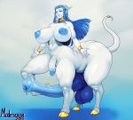 1futa animal_horns big_breasts blue_hair breasts centaur futanari hair horns horse_cock intersex modeseven monster_girl multi_penis multiple_penises penis white_skin