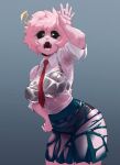 1girl ashido_mina coolerinker embarrassed euf female_focus female_only inker_comics inkershike mina_ashido my_hero_academia pink_body pink_hair school_uniform solo_female solo_focus wet_body wet_clothes