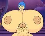  bearalphar34fan_v2 blue_eyes blue_skin disney futanari happy huge_penis hyper_breasts inside_out joy_(inside_out) looking_at_viewer nude smiling_at_viewer tagme yellow_skin 