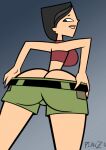 1girl 1girl 1girls accurate_art_style anus ass booty_shorts clothed_female female_only gif gif heather_(tdi) looking_back loop low-angle_view mooning planz34 pussy removing_pants showing_pussy smooth_skin total_drama_island undressing