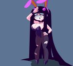 1girls black_eyes black_hair bleeding_mascara bunny_ears bunnysuit cleavage coolerinker goth high_heels horn horns huge_breasts inker_comics inkershike long_hair mascara mascara_tears monica_(inkershike) original_character pale_skin pantyhose sharp_teeth tagme thick_thighs torn_legwear wide_hips