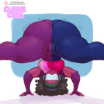 1girl ass big_ass breasts cuddlecore dat_ass female_only fusion garnet_(steven_universe) gem_(species) gem_fusion hair handstand multicolored_body pose solo_female solo_focus spin_kick split square_head steven_universe thick_ass thick_thighs tight_clothing viewed_from_behind voluptuous voluptuous_female