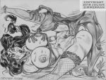  2015 aladdin_(series) big_breasts breasts disney julius_zimmerman_(artist) magic_carpet monochrome princess_jasmine pussy stockings vaginal_insertion 