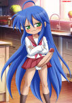  1futa 1girl bbmbbf blue_hair blush cute futanari green_eyes huge_penis izumi_konata konata_izumi lucky_star palcomix panties penis penis_out_of_underwear school_uniform skirt teenage_girl toon.wtf white_panties 