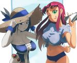 2_girls big_breasts bikini breasts cartoon_network coolerinker dc_comics female_only hat inker_comics inkershike koriand'r older older_female peace_sign purple_hair rachel_roth raven_(dc) red_hair starfire straw_hat teen_titans tongue_out wink young_adult young_adult_female young_adult_woman