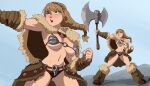 1girl 1girls armor armored astrid_hofferson axe big_breasts blonde_hair blue_eyes boob_window braid braided_hair braided_ponytail breasts cleavage cleavage_cutout cleavage_window coolerinker dreamworks female_focus female_only hair_braid hairband holding_weapon how_to_train_your_dragon inker_comics inkershike light-skinned_female light_skin long_hair no_sleeves_shirt non-nude ponytail red_clothing red_shirt shoulder_pads simple_background solo_female viking voluptuous voluptuous_female weapon white_skin