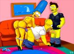 anal breasts fellatio gay homer_simpson marge_simpson nipples oral panties penis pussy shoes strap-on the_simpsons titflaviy yellow_skin