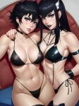 2_girls ai_generated bikini black_hair goth kill_la_kill kiryuuin_satsuki ljqjjwbeb matoi_ryuuko naughty_face ryuko_matoi satsuki_kiryuuin sisters stable_diffusion