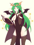 1girl 1girl 1girl alluring big_breasts cleavage female_only green_eyes green_hair halloween_outfit holding_spellbook kid_icarus nintendo palutena tagme truejekart white_skin