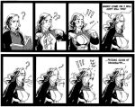 bra breast_expansion breasts comic fellatio harry_potter hermione_granger kneel monochrome nipples oral