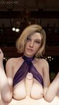  1girl bandai_namco big_breasts blonde blonde_hair breasts celadora milf namco namco_bandai nina_williams paizuri pov tekken tekken_8 twitter 