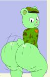 1boy 1girl 2024 anthro army_jacket ass ass_focus asscheeks bear beret big_ass big_ass_(male) big_ass_cheeks bisexual bisexual_male bottomless bubble_ass bubble_butt buttcheeks caked_up camo_clothing child_bearing_hips dat_ass dat_butt eyebrows fangs fat_ass fat_ass_femboy femboy flippy flippy_(htf) fur furry green_fur grin happy_tree_friends hat headwear jacket jiggling_ass large_ass male male_ass male_focus motion_lines motion_outline nude obsuniq plump_ass plump_butt reflection_in_ass round_ass smile speechless tail teeth thick thick_ass thick_hips thick_thighs twerk twerking twerking_position ursid ursine wide_ass wide_hips