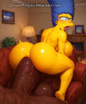 ahegao_face anal anal_penetration black_penis huge_ass huge_breasts huge_cock huge_penis marge marge_simpson pikacharu