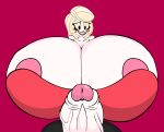  bearalphar34fan_v2 charlie_morningstar_(hazbin_hotel) clothed futanari half_naked hazbin_hotel huge_penis hyper_breasts red_background tagme white_skin 