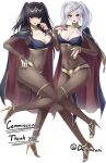 2_girls alluring big_breasts black_hair bodystocking brown_eyes cleavage doiparuni fire_emblem fire_emblem_awakening high_heels high_heels long_fingernails milf nail_polish nintendo purple_eyes robin_(fire_emblem) robin_(fire_emblem)_(female) silver_hair tharja tharja_(fire_emblem) tharja_(fire_emblem)_(cosplay)