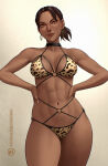 1girl 1girls abs african african_female bikini biohazard black_female capcom cheetah_print choker dark-skinned_female dark_skin earrings fit fit_female hands_on_hips leopard_print_bikini resident_evil resident_evil_5 sheva_alomar suddakka twitter