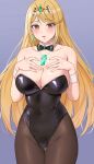  1girl 1girl 1girl alluring amayo_thranana big_breasts blonde_hair cleavage core_crystal female_only gold_eyes human leggings mythra nintendo playboy_bunny_leotard thrananaart white_skin xenoblade_(series) xenoblade_chronicles_2 