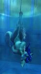  1girl 3d 3d_(artwork) air_bubbles anthro asphyxiation barefoot blender bondage breasts bubbles carmelita_fox danil4h drowning feet female fox furry huge_breasts nipples nude pussy skinny_dipping sly_cooper_(series) solo sony_interactive_entertainment underwater upside-down water 