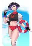  1girl 1girl 1girl athletic_female bikini chipotle corviwing crop_top female_only fit_female fully_clothed lifeguard midriff namco reina_(tekken) tekken tekken_8 thick_thighs 