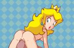 1girl 2021 animated* anus ass blonde_hair blue_eyes bouncing_ass bouncing_breasts checkered_background coin crown earrings gif long_hair looking_back loop mario_(series) nintendo nude nude_female open_mouth penis penis_in_pussy princess princess_peach riding_penis sideboob super_mario_bros. super_princess_peach thrusting vaginal vaginal_penetration w.t.dinner