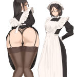  1girl big_breasts bubble_butt cleavage horny inviting_to_sex looking_at_viewer maid maid_uniform pose stockings teasing thick_thighs throtem undressing 