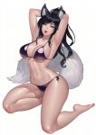 1girl ahri ahri_(league_of_legends) big_ass big_breasts bikini black_hair female_only fox fox_ears fox_girl long_hair posing seductive seductive_pose tail weni_(artist)