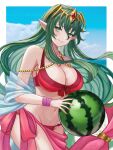 1girl 1girl 1girl alluring big_breasts cleavage female_only fire_emblem green_eyes green_hair nintendo pareo swimsuit tiki_(adult)_(summer)_(fire_emblem) tiki_(fire_emblem) zqzbq