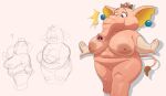  1girl 1girl 1girls animal_ears anthro breasts coolerinker elephant_peach female_focus female_only furry inker_comics inkershike mario_(series) nintendo nipples nude nude_female pink_body plump princess_peach pudgy_belly simple_background sketch solo_female solo_focus standing super_mario_bros._wonder tail 