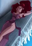 1girl 1girls armpit armpits arms_behind_head coolerinker disney hercules_(disney) high_res high_res inker_comics inkershike lying megara ponytail purple_dress